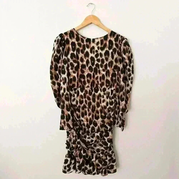 GRACIA Womens Leopard Animal Print Designer Dress MEDIUM Classic Classy Business - Picture 1 of 10